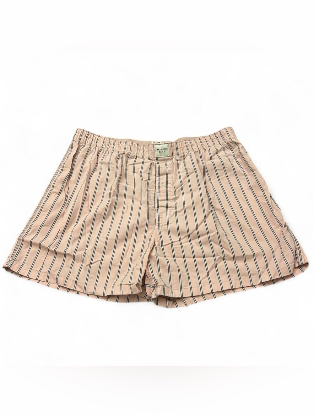American Eagle Outfitters Men’s Pink Boxer Shorts with Navy Stripes